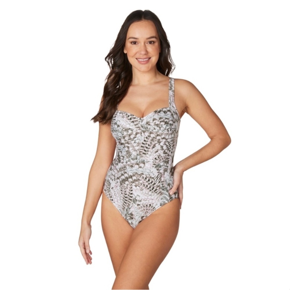 Nip Tuck Swim Twist Front Tummy Control One Piece Swimsuit Feathered Fantasy 12